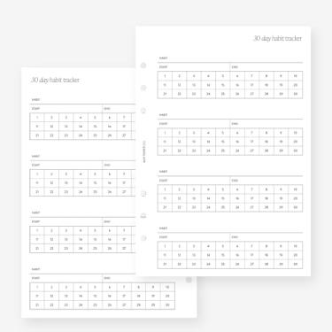 Imagem de Refil de agenda de 30 dias para rastreador de hábitos A5 para Filofax A5, Kikki K Large, agendas de 6 anéis tamanho LV GM, 14 x 21 cm