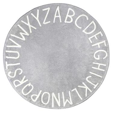 Imagem de Topotdor Tapete redondo para crianças de brinquedo alfabeto tapete de berçário extra grande macio tapete de brinquedo para quarto de crianças (180 cm, cinza)