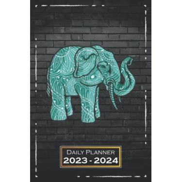 Imagem de Daily Planner 2023-2024: 6x9, Softcover | One Week on a Double Page | From Sunday to Saturday | Organizer, Appointment Book | Animals Elephant Motif | qx1