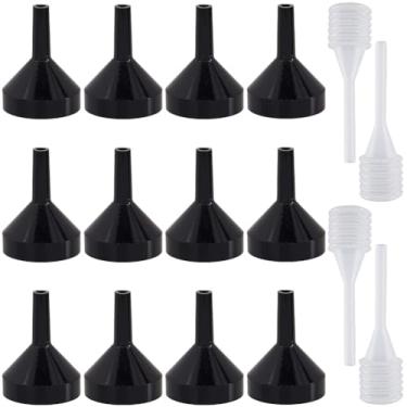 Imagem de GORGECRAFT 12 peças de funil de alumínio preto de 3,3 x 2,5 cm mini funis de óleo essencial de metal com 4 peças de minipeta pequena transparente para enchimento de frascos pequenos ou recipientes