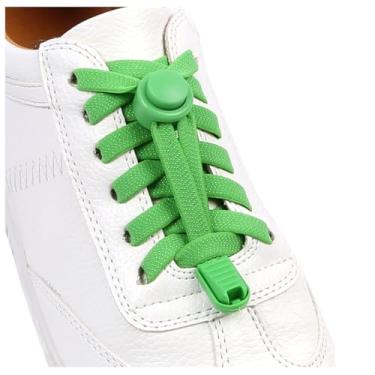 Imagem de ZHENTOR Cadarços elásticos sem laço - cadarços elásticos sem cadarço para tênis infantil e adulto, tamanho único, Verde, 47inchs