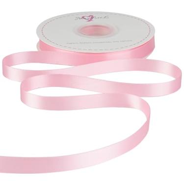 Imagem de MAYREEL Fita de cetim dupla face rosa de 1/2 polegada, fita fina para embrulhar buquês florais, convites, laços, artesanato, festa, casamento, dia dos namorados, decoração de chá de panela, costura,