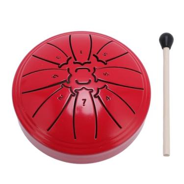 Imagem de Tambor de Língua de Aço, Mini 4 Polegada 8 Notas Instrumentos de Percussão de Tambor Handpan Com Baqueta e Livro de Música (Vermelho)