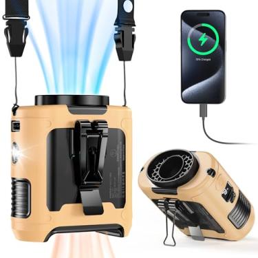 Imagem de Ventilador portátil com clipe de cintura de 10.0000 mAh - Ventilador pessoal de resfriamento 40H, ventilador de cinto forte de 5 velocidades 16000 RPM, ventilador de pescoço recarregável, mãos livres