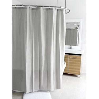 Imagem de Splash Home Cortina de chuveiro e forro de microfibra Olivia Fabric com 12 ganchos de rolo de metal cromado, repelente de água, lavável na máquina, 182 x 187 cm - prata