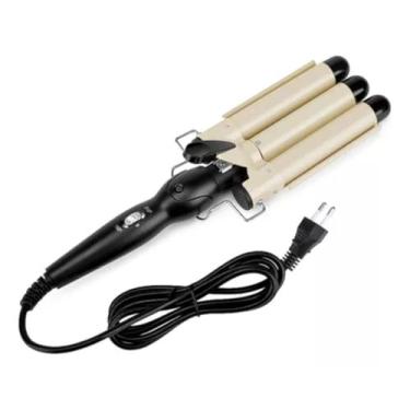 Imagem de Chapinha Modelador De Cabelo Cerâmica Bivolt Tri-Ondas Ondulador Modeladora Cachos Para Ondular Profissional Triondas 22mm 25mm 110V 220V (Dourado, 25mm)