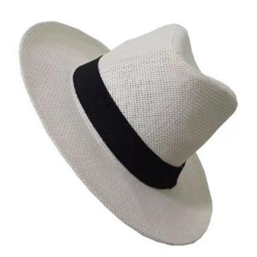 Imagem de Chapéu Panamá Palha Aba Curta Faixa Preta Cor Branco - NS