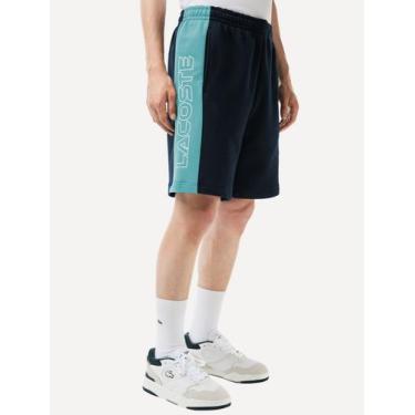 Imagem de Bermuda Lacoste Masculina Moletom Fleece Colourblock Jogger Marinho, 4