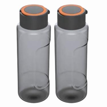 Imagem de Kit 2 Garrafas De Água 1 Litro Squeeze Esporte Com Alça Resistente BPA Free Academia (Preto)