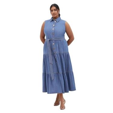 Imagem de City Chic Vestido maxi feminino - Raya, Jeans claro, 25 Plus Size