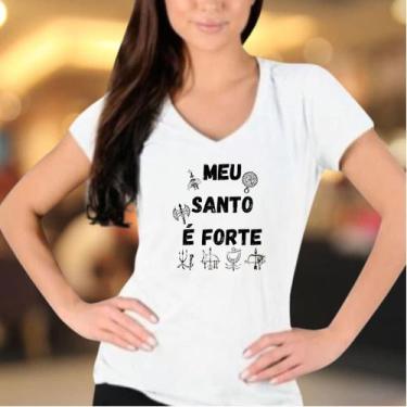 Imagem de BabyLook Meu Santo é Forte - Umbanda Candomblé - Unissex - Lojas Áurea
