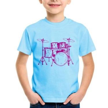 Imagem de Camiseta Infantil Bateria Música (rosa) - Foca na Moda, Azul bebê, 6