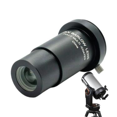 Imagem de Lente Barlow para telescópio, lente de telescópio Barlow, 5x telescópio ocular lente barlow acromática, Metal Moon Filter Connect Interface com thread m42 para astronômico