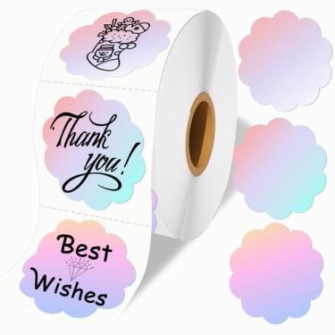 Imagem de Etiquetas Adesivas Térmicas Wonlabel Flower - 5x5cm (500 Etiquetas)