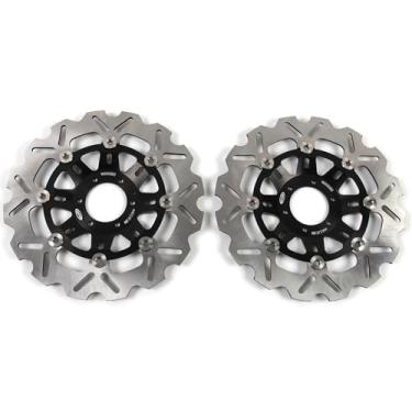 Imagem de 1 par de discos de freio dianteiros flutuantes de rotores compatíveis com Honda NSR250 SP MC18 1988, NSR250R MC18 MC21 MC28 1988-1998, peças pretas de acessórios de motocicleta