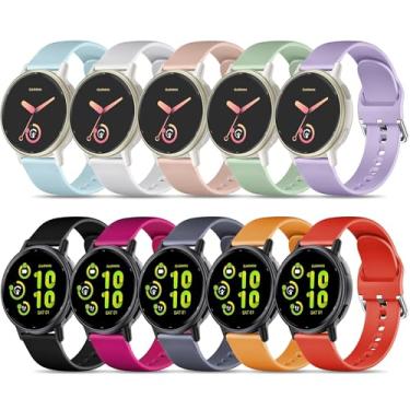 Imagem de Pulseira de silicone esportiva de 20 mm compatível com Garmin Vivoactive 6/Vivoactive 5/3/3 Music/Forerunner 570 42 mm/165/55/645/245, pacote com 10 pulseiras macias para Garmin Venu/Venu Sq/Venu Sq 2