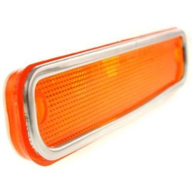 Imagem de DAT AUTO PARTS Luz de estacionamento refletor do lado do passageiro dianteiro direito lâmpada de reposição para Chevy Blazer Suburban GMC Jimmy Pickup 1973-1980 Lente laranja prata acabamento cromado