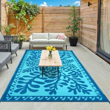 Imagem de Anidaroel Tapete de área externa para espaço livre de pátio 15 x 23 cm, impermeável, tapete de palha de plástico reversível, tapete externo para acampamento, varanda, varanda, deck de piscina, quintal