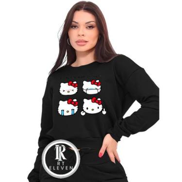 Imagem de Moletom Feminino Hello Kity Modelo Gola Careca Blusa de frio Linha Pre
