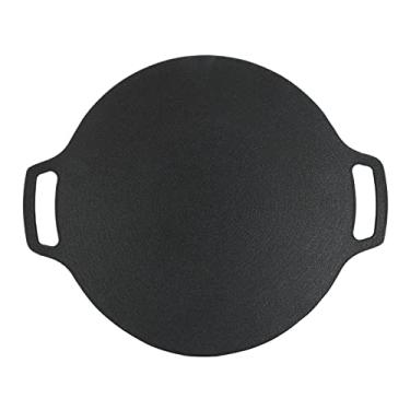 Imagem de Assadeira de porco QANYEGN, grelha coreana com revestimento antiaderente de 6 camadas, fogão a gás redondo com alça dupla para churrasco para acampamento ao ar livre (36cm)