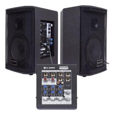Imagem de Kit Donner Saga 6 150W Ativa Passiva e Mesa de Som LLAUDIO NA402 Áudio
