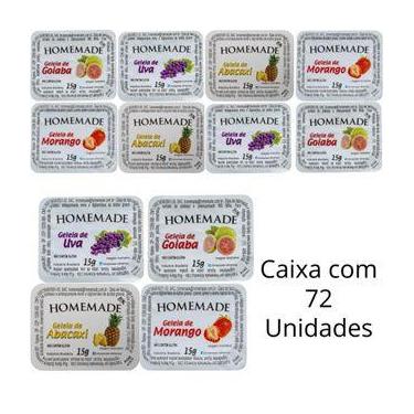 Imagem de Kit 72 Un De Geleia Homemade 4 Sabores Morango Goiaba Abacaxi e Uva Em