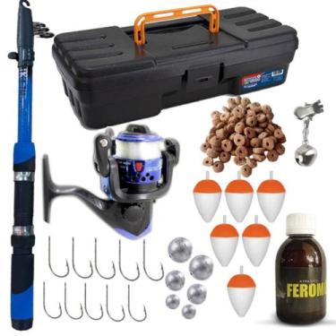 Imagem de Kit Pesca Completo Com Maleta Vara Molinete Anzol Boia Chumbada Guizo 
