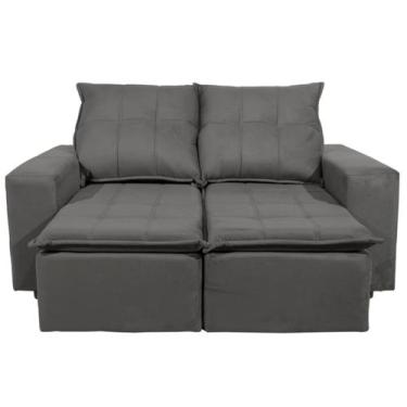 Imagem de Sofá 2 Lugares Retrátil Reclinável Veneza 166cm Veludo Cinza - Megasul