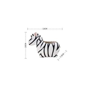 Imagem de Porta-lápis de resina em forma de girafa, vaso de pincel, organizador de mesa, acessórios de decoração, suculentas, vaso, caneta, recipiente, compartimento, casa, escritório, escola, presente (zebra)