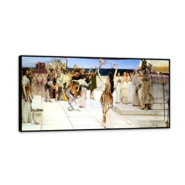 Imagem de Impressão emoldurada preta A Dedication to Bacchus de Lawrence Alma Tadema, reprodução de pintura a óleo, impressão giclée em tela, arte de parede pronta para pendurar para decoração de quarto de