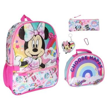 Imagem de Disney Minnie Mouse Choose Happy Conjunto de 5 peças Lancheira Chaveiro Estojo Mosquetão, Minnie Mouse, One Size