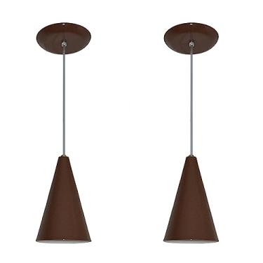 Imagem de Kit com 02 Luminárias Pendente Modelo Cone - Ideal para Cabeceira de cama, bancada (Marrom)