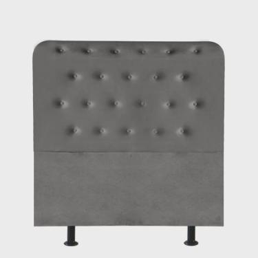 Imagem de Cabeceira Estofada Brenda Botonê 120cm Viúva Solteirão Para Cama Box Quarto Corino Cinza - Ahazzo Móveis