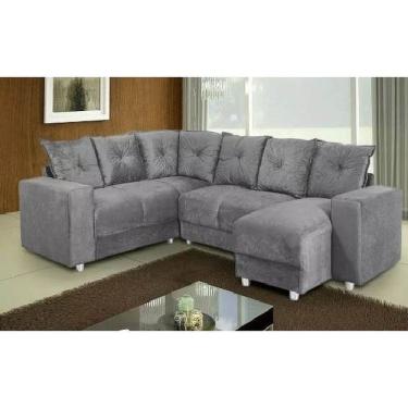 Imagem de Sofá de canto com chaise Suede cinza