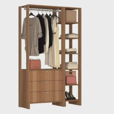 Imagem de Guarda-Roupa Closet 2 Peças com Cabideiro 3 Gavetas e 7 Nichos Yes