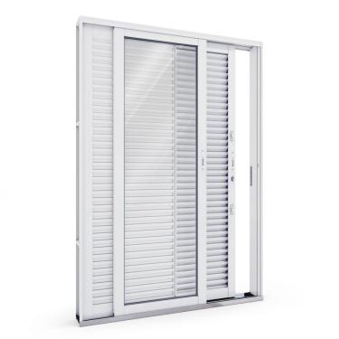 Imagem de Porta de Aço Balcão Flex 214x150cm com Vidro 3 Folhas Facilita Lucasa