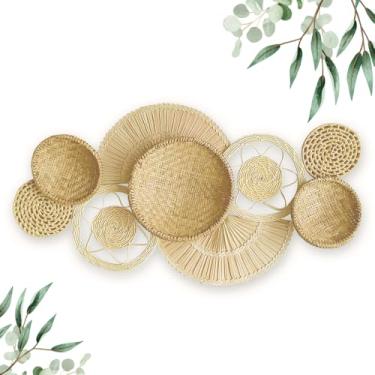 Imagem de Decoração De Parede Boho Composição Cestos Palha Samambaia