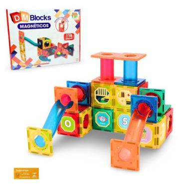 Imagem de DM Blocks 118 Pecas DM Toys Blocos de Montar Magneticos Jogo de Encaix