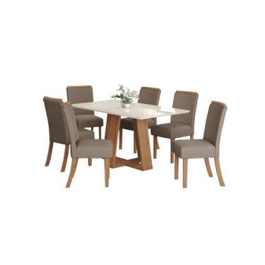 Imagem de Mesa Jantar Lins 160 6 Cadeiras Malu Amendoa - Henn