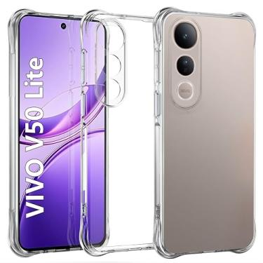 Imagem de USTIYA Capa para Vivo V50 Lite 5G TPU transparente quatro cantos capa de proteção de grau militar transparente macia