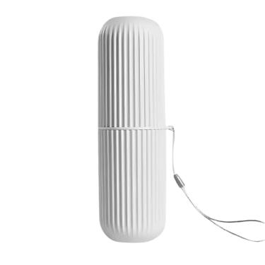 Imagem de Porta Escovas Dente Pasta Dental Texturizado Guardar Para Viagem Escola Trabalho Ferias Estojo Organizador De Banheiro (Branco)