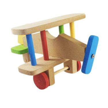 Imagem de Avião De Madeira Colorido Aviãozinho De Brinquedo - Modernato