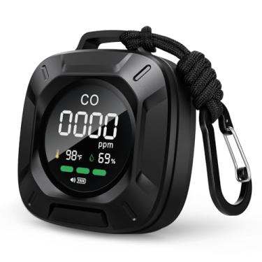 Imagem de ALIESTFDNO Detectores De Monóxido De Carbono, Detector Portátil De Monóxido De Carbono 3 Em 1, Detector De Co Para Rv, Sensor De Temperatura/Umidade, Monitor De Co Recarregável, 480 Horas De Espera
