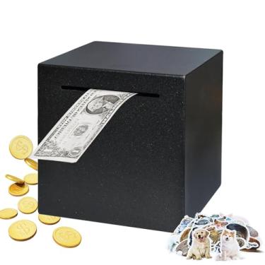 Imagem de Totola Cofrinho de aço inoxidável para adultos, caixa econômica indestrutível para dinheiro, bancos de dinheiro seguros de metal obrigatório para crianças, banco de moedas inquebrável para plano de