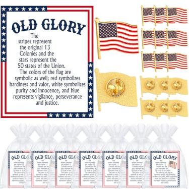 Imagem de Landical 30 Sets/ 60 Pcs Old Glory Lapel Pins with Cards Patriotic Gift, Include 30 American Flag Lapel Pins 30 Old Glory legend cards for Memorial Day Independence Day Gifts Party Supplies