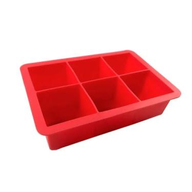 Imagem de Forma De Gelo Cubo Silicone 06 Cavidades (Vermelho)