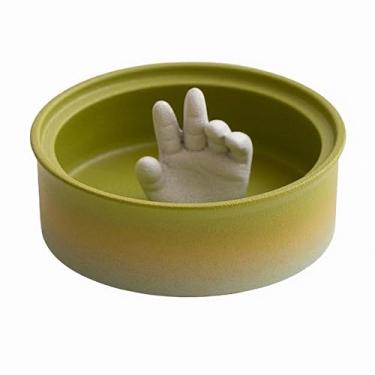Imagem de Cinzeiro criativo para fumar cinzeiros mesa cerâmica vintage retro moda para mesa de escritório em casa ornamentos (verde)