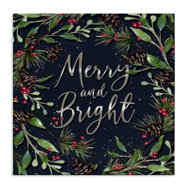 Imagem de Stupell Industries Arte de parede em tela Merry & Bright with Holly Leaves design by Elizabeth Tyndall, 43 x 43 cm