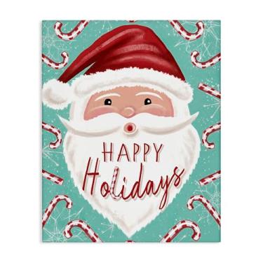 Imagem de Stupell Industries Arte de parede em tela Jolly Santa & Candy Canes, design por Elizabeth Tyndall, 40 x 50 cm