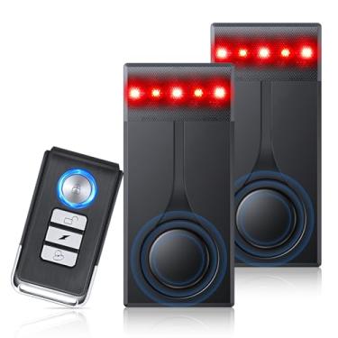 Imagem de Sistema de alarme automotivo de 108 dB, sensor de vibração antirroubo e alarme de luz vermelha, dispositivo de carro antifurto remoto sem fio com design de instalação magnética para carro, caminhão (2